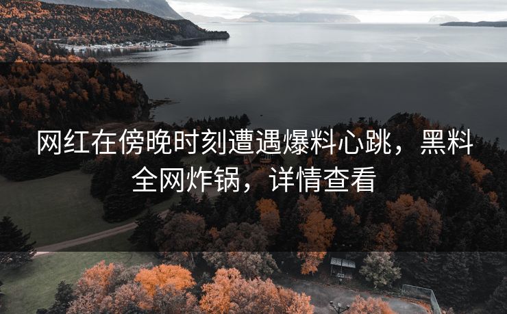 网红在傍晚时刻遭遇爆料心跳，黑料全网炸锅，详情查看