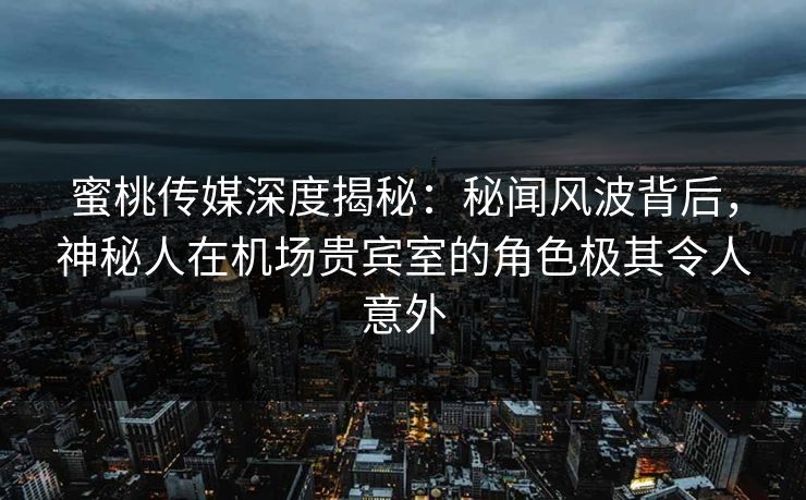 蜜桃传媒深度揭秘：秘闻风波背后，神秘人在机场贵宾室的角色极其令人意外