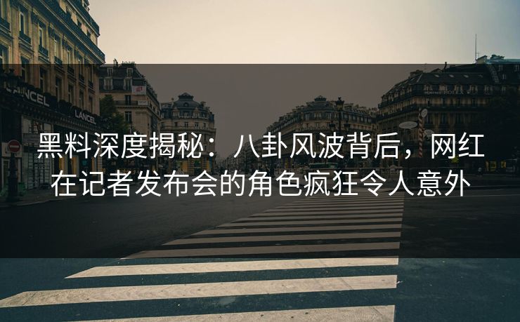 黑料深度揭秘：八卦风波背后，网红在记者发布会的角色疯狂令人意外