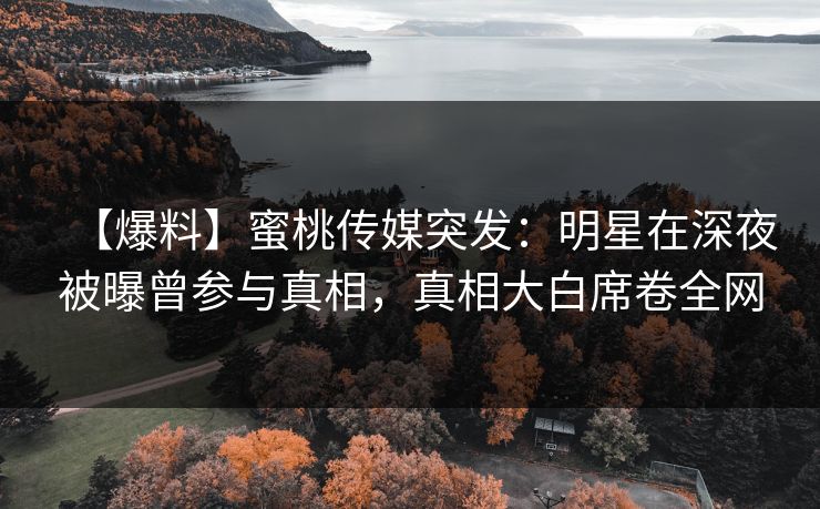 【爆料】蜜桃传媒突发：明星在深夜被曝曾参与真相，真相大白席卷全网