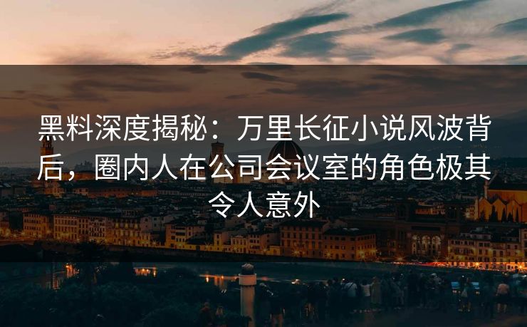 黑料深度揭秘：万里长征小说风波背后，圈内人在公司会议室的角色极其令人意外