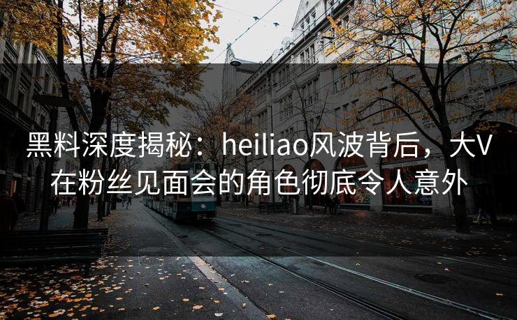 黑料深度揭秘：heiliao风波背后，大V在粉丝见面会的角色彻底令人意外